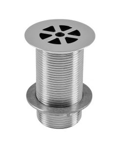 Wirquin Long Solid Grid Waste 1.1/4" Chrome Plated - Unslotted for Basins with no Overflow