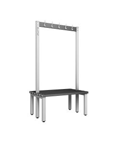 1000mm Double Sided Changing Room Hook Bench Seat with Black Polymer Slats 