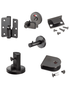 Black Stainless Steel Cubicle Hardware Pack for Floor to Ceiling Toilet Cubicles