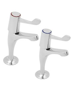 KWC DVS Pair of Lever Action Pillar Taps with Levers 