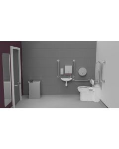 Back to Wall Doc M Toilet Pack with Polished Stainless Steel Grab Rails and TMV3