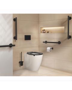 Ideal Standard Contemporary Ambulant Disabled Back-To-Wall Toilet Pack With Black Grab Rails & Accessories