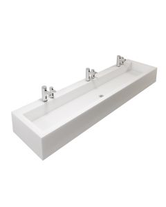 White Ultra Fast Solid Surface Box Wash Trough with Underframe