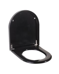 Pland Black Heavy Duty Toilet Seat and Cover with Stainless Steel Hinges, URVSEAT-B