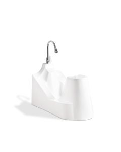 Medina White Acrylic Wudu Ablution Station with Fixed Seat