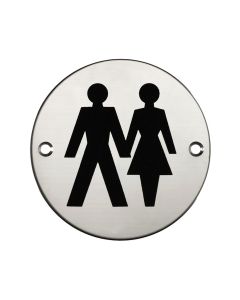 Unisex Toilet Sign - Polished Stainless Steel