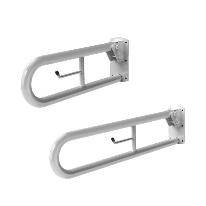 Fitzroy Of London (formerly known as NYMAS Group) Trombone Lift and Lock Steel Hinged Support Rail With Toilet Roll Holder - 800mm, White