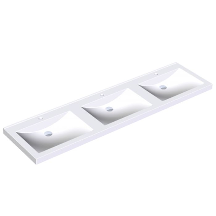 KWC DVS Miranit Quadro Washbasins - Triple Station with Tap Holes KWC DVS Miranit Quadro Washbasins - Triple Station with Tap Holes