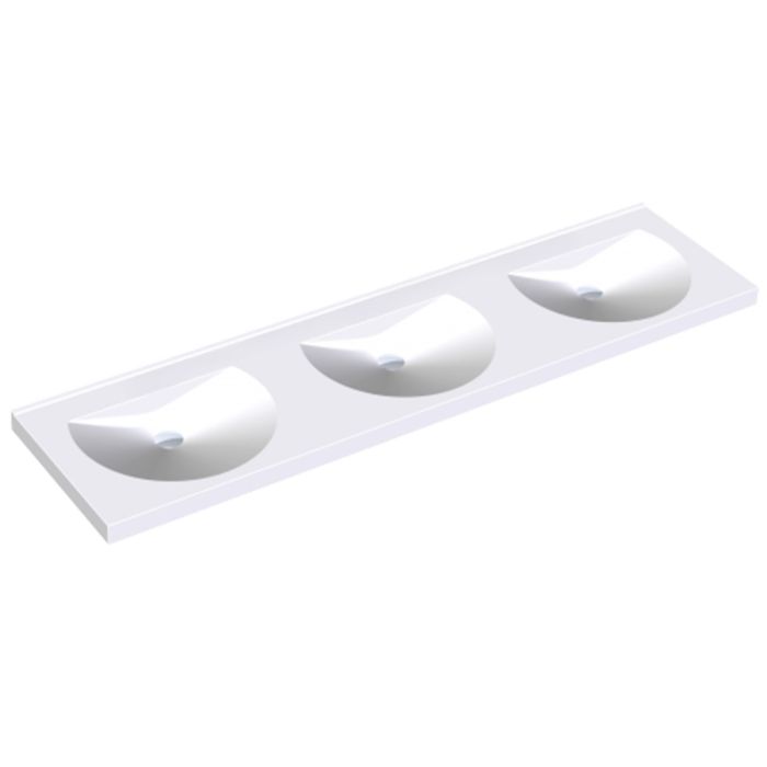 KWC DVS Miranit Ronda Washbasins - Triple Station without Tap Holes KWC DVS Miranit Ronda Washbasins - Triple Station without Tap Holes