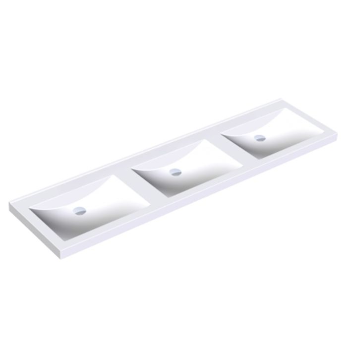 KWC DVS Miranit Quadro Washbasins - Triple Station without Tap Holes KWC DVS Miranit Quadro Washbasins - Triple Station without Tap Holes
