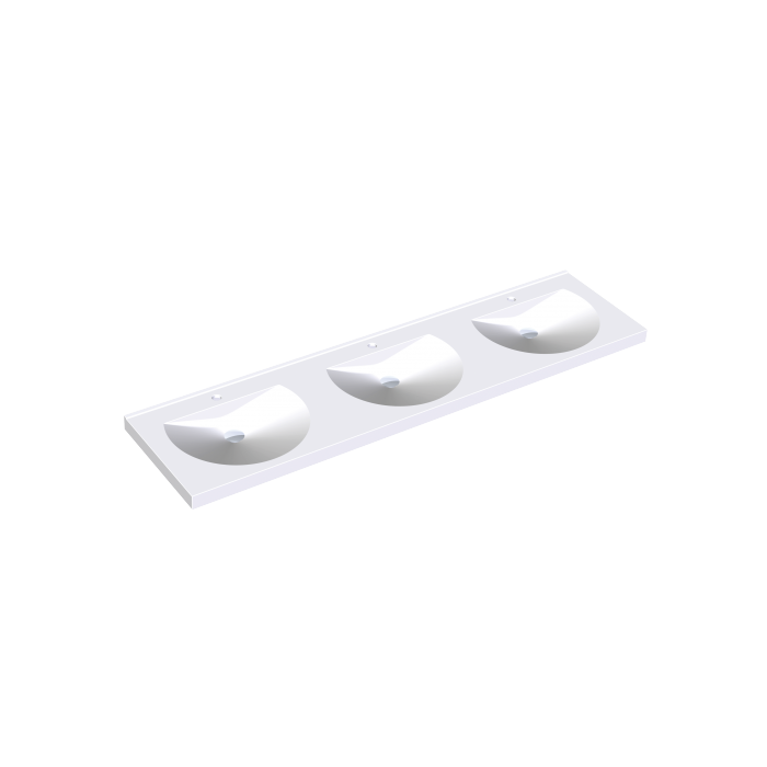 KWC DVS Miranit Ronda Washbasins - Triple Station with Tap Holes KWC DVS Miranit Ronda Washbasins - Triple Station with Tap Holes