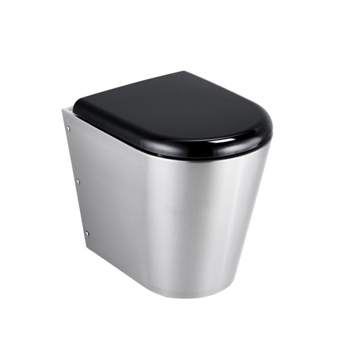 Armitage Shanks Perth 2 Stainless Steel Back To Wall Toilet with Black Seat and Cover | Commercial Washrooms