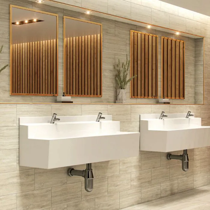 Two User White GRP Wall Mounted Wash Trough