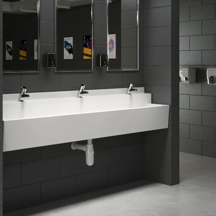 Three User White GRP Wall Mounted Wash Trough