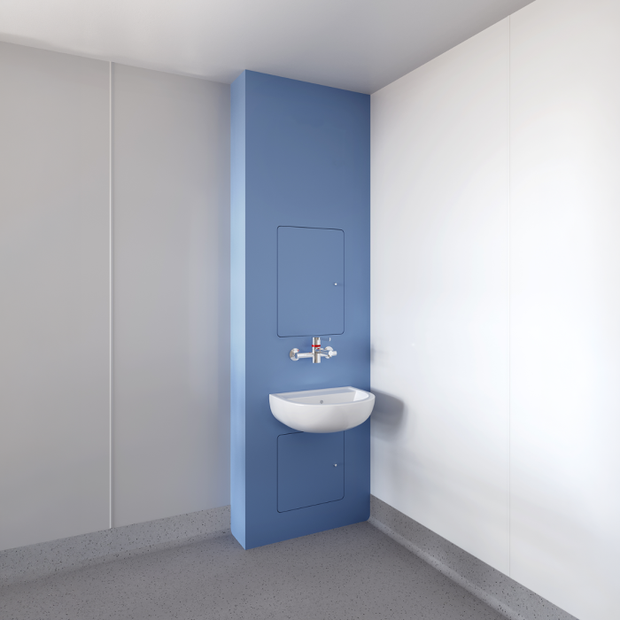 Flush Fronted Delabie Securitherm Clinical Basin IPS Module | B048 Bleu Oslo (Light Blue)