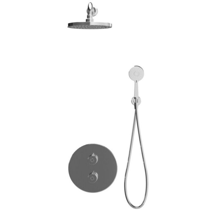 Inta Enzo Concealed Dual Outlet Thermostatic Shower Pack with Overhead Arm, Soaker and Rinse Handset