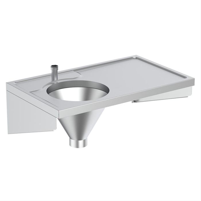 Left hand top inlet slop hopper with work surface. SKU: S1306MY