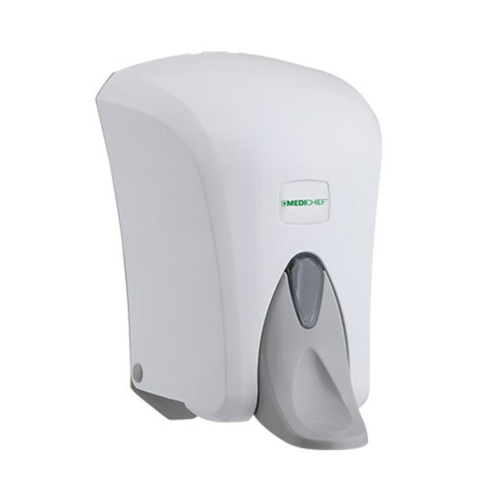 Medichief Manual Elbow Operated White Plastic Liquid Soap Dispenser