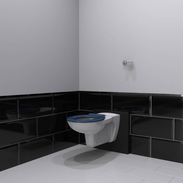 Fitzroy Of London Wall Hung Doc M Toilet with Pan, Cistern and Ring Only Seat - Dark Blue | Commercial Washrooms Fitzroy Of London Wall Hung Doc M Toilet with Pan, Cistern and Ring Only Seat - Dark Blue | Commercial Washrooms