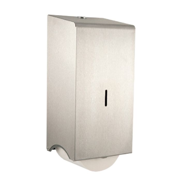 Brushed Stainless Steel Dual Corematic Toilet Roll Dispenser | Commercial Washrooms Brushed Stainless Steel Dual Corematic Toilet Roll Dispenser | Commercial Washrooms