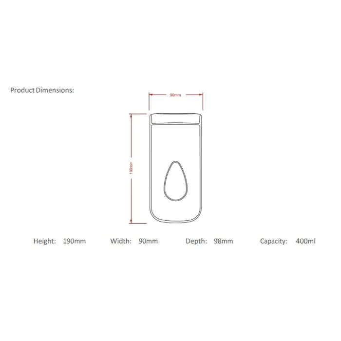 Modular Refillable Plastic White Soap Dispenser - dimensions | JDS