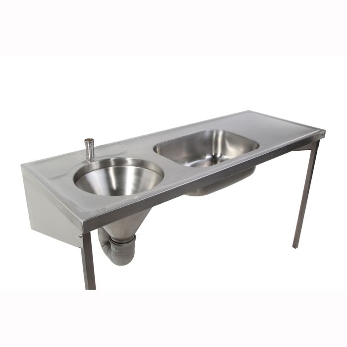 Pland Fiji HTM64 Stainless Steel Combination Medical Slop Hopper Trough (Top Inlet, Right handed Drainer)