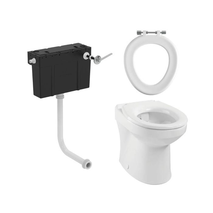 Twyford Sola School Rimless 350 Back To Wall Toilet Pack with Full Ring and Lever Concealed Cistern Twyford Sola School Rimless 350 Back To Wall Toilet Pack with Full Ring and Lever Concealed Cistern