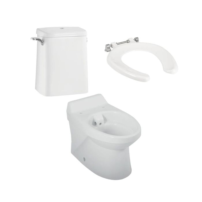 Twyford Sola School Rimless 300 Close-coupled Toilet Pack with Open Ring and Spatula Cistern Twyford Sola School Rimless 300 Close-coupled Toilet Pack with Open Ring and Spatula Cistern