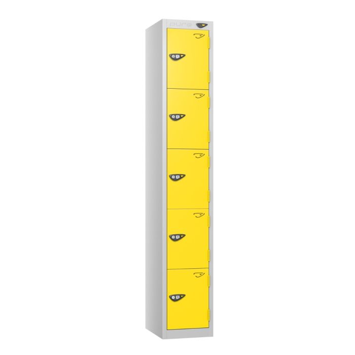Five Door Metal Locker - Yellow Doors