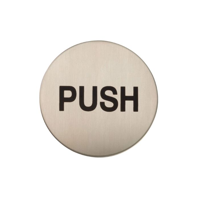 Adhesive Push Door Sign - Satin Stainless Steel 
