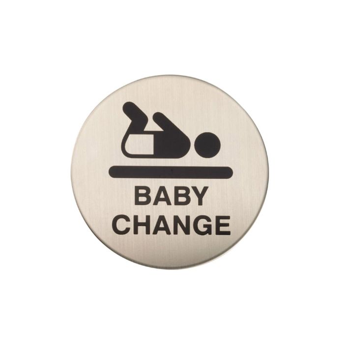 Adhesive Baby Changing Door Sign - Satin Stainless Steel Adhesive Baby Changing Door Sign - Satin Stainless Steel