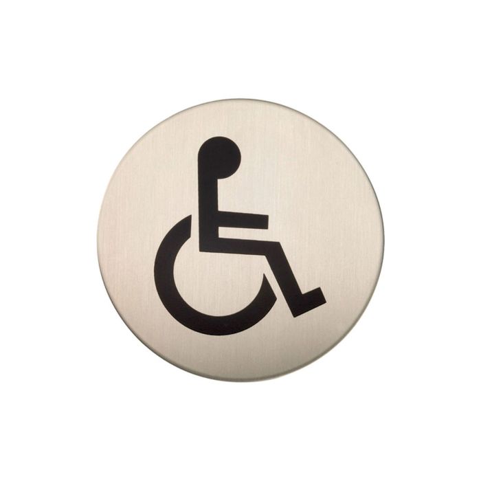 Adhesive Disabled Toilet Sign - Satin Stainless Steel Adhesive Disabled Toilet Sign - Satin Stainless Steel