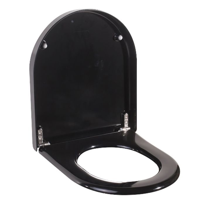 Pland Black Heavy Duty Toilet Seat and Cover with Stainless Steel Hinges, URVSEAT-B