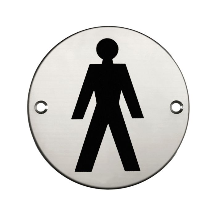 Male Toilet Sign - Polished Stainless Steel Male Toilet Sign - Polished Stainless Steel