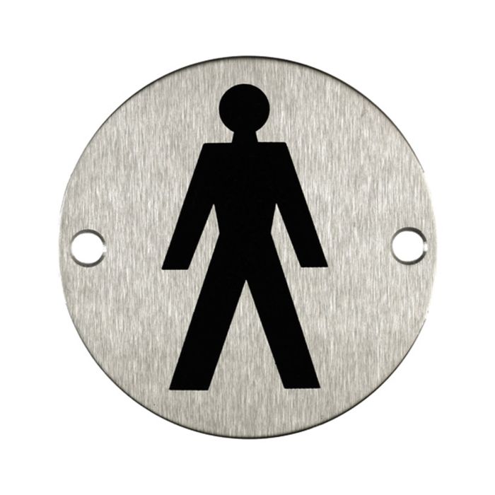 Male Toilet Sign - Satin Stainless Steel