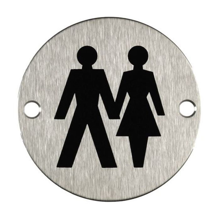 Unisex Toilet Sign - Satin Stainless Steel Unisex Toilet Sign - Satin Stainless Steel