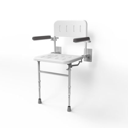 NymaPRO Wall Mounted Shower Seat with Back, Arms and Legs
