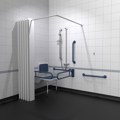 NymaCARE Exposed Valve Doc M Shower Pack Stainless Steel With Concealed Fixings - Dark Blue | Commercial Washrooms