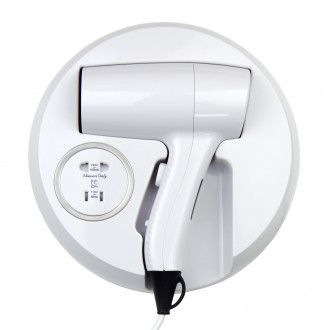 Wall Mounted Hair Dryer With Shaver Socket - White ABS Plastic 