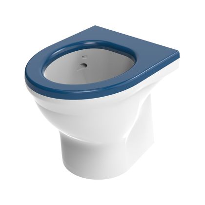 Dudley Resan Standard Height Back to Wall Toilet Pan V2 - Blue Seat