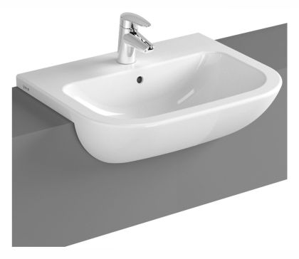 Vitra S20 Semi Recessed Wash Hand Basin (550mm) - 1 tap hole