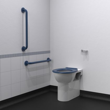 NymaCARE Back to Wall Ambulant Doc M Toilet Pack with Stainless Steel Concealed Fixings - Dark Blue | Commercial Washrooms