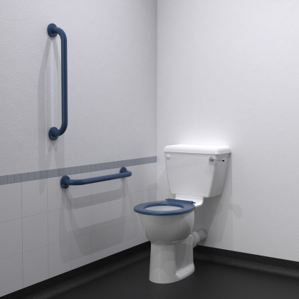 NymaCARE Close Coupled Ambulant Doc M Toilet Pack with Concealed Fixings - Dark Blue | Commercial Washrooms