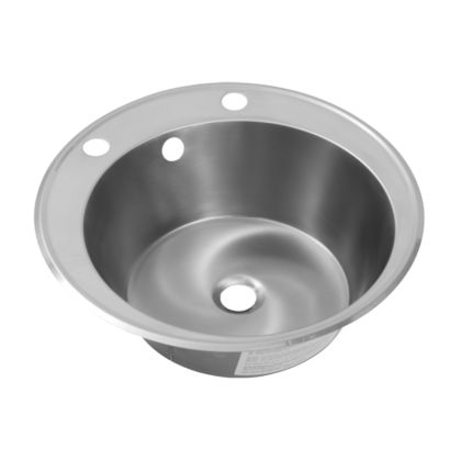 KWC DVS Round Stainless Steel Inset Wash Hand Basin with 2 Tap Holes - 440mm