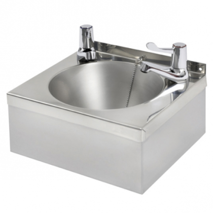 KWC DVS Model “A” Square Polished Stainless Steel Washbasin - With Lever Taps