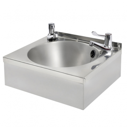 KWC DVS Model “B” Square Polished Stainless Steel Washbasin - Lever Taps