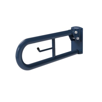 NymaPRO Trombone Lift and Lock Steel Hinged Support Rail With Toilet Roll Holder - 550mm, Dark Blue | NymaPRO