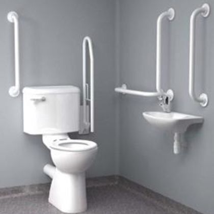 Inta Close Coupled Disabled Toilet Room Pack (Doc M Pack) with Blue or White grab Rails