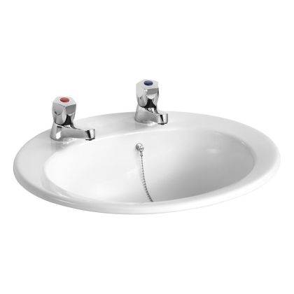 Armitage Shanks Sandringham Countertop Washbasin 500mm - 2 tap hole & overflow and chainstay