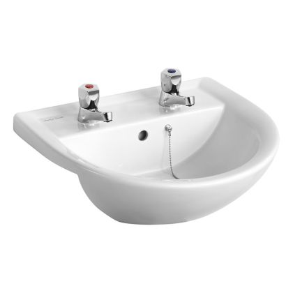 Armitage Shanks Sandringham 21 50cm Semi-Countertop Washbasin with 2 Tapholes Overflow and Chainstay | Armitage Shanks